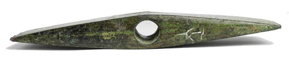 Bronze double axe with inscription made around 1600 to 1450 BCE