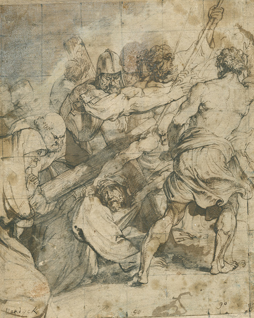 Anthony van Dyck (1599–1641), The Carrying of the Cross, c.1617–18, pen in brown ink. Museum Plantin-Moretus, Antwerp Ink drawing by Anthony van Dyck depicting the Carrying of the Cross