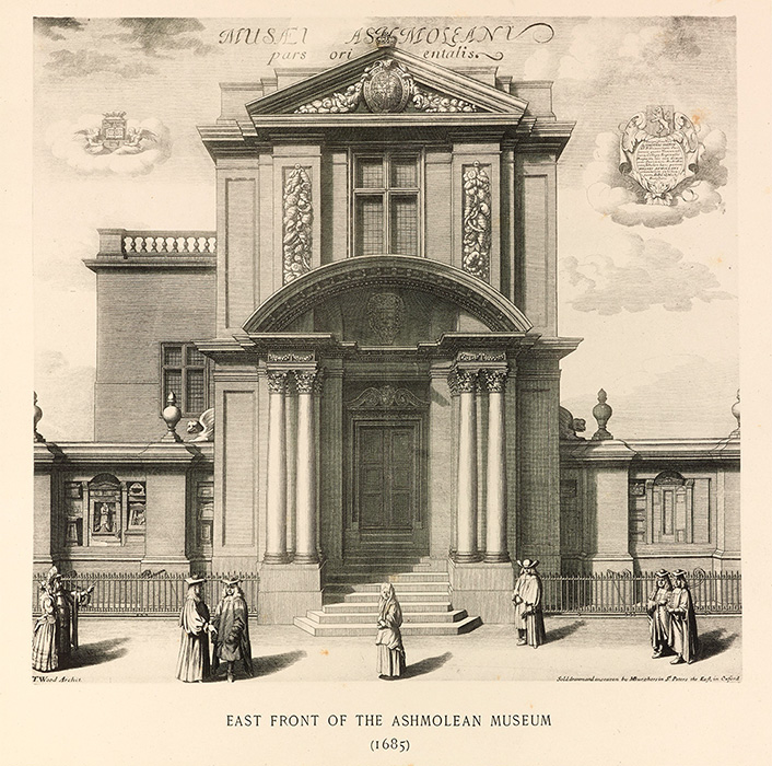 Front of the Ashmolean Museum illustration from the Oxford Almanack