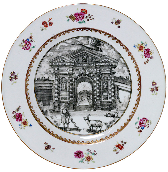 Oxford ceramic plate with Ashmolean Museum in the centre and animals