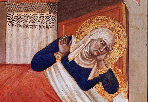A landscape scene of the birth of the Virgin Mary