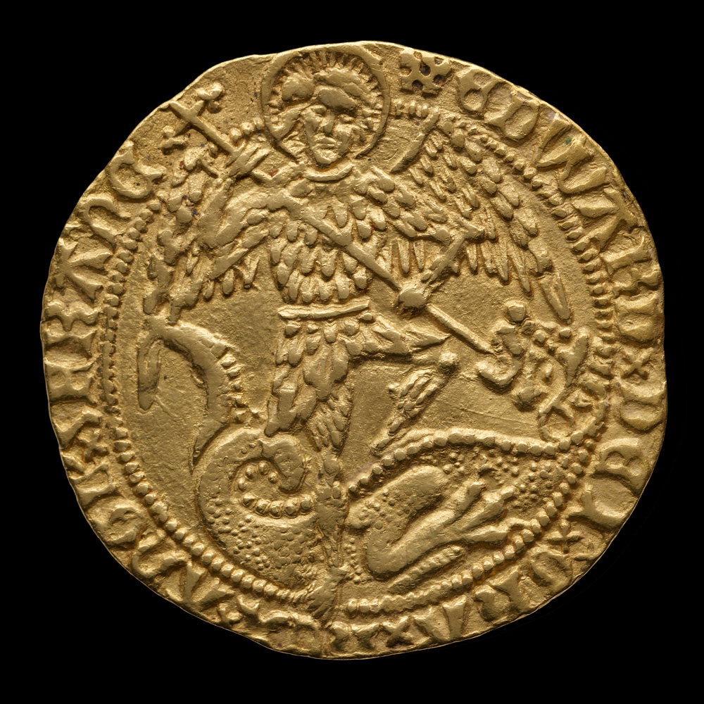 Edward IV coin depicting Archangel Michael HCR4884 Cold coin showing the Archangel Michael killing a dragon