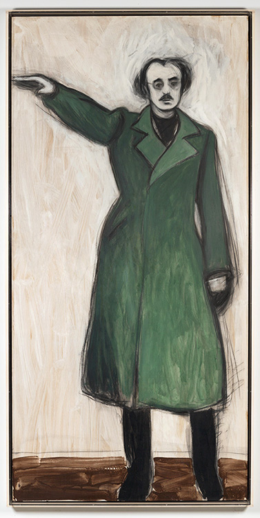Heroic Symbols, Anselm Kiefer (self portrait), 1970, acrylic & charcoal on wood panel, Hall Collection © Anselm Kiefer. Photo: Adam Reich Heroic Symbols by Anselm Kiefer a huge self portrait showing the artist posing in his father's overcoat and making the Nazi salute, 1970