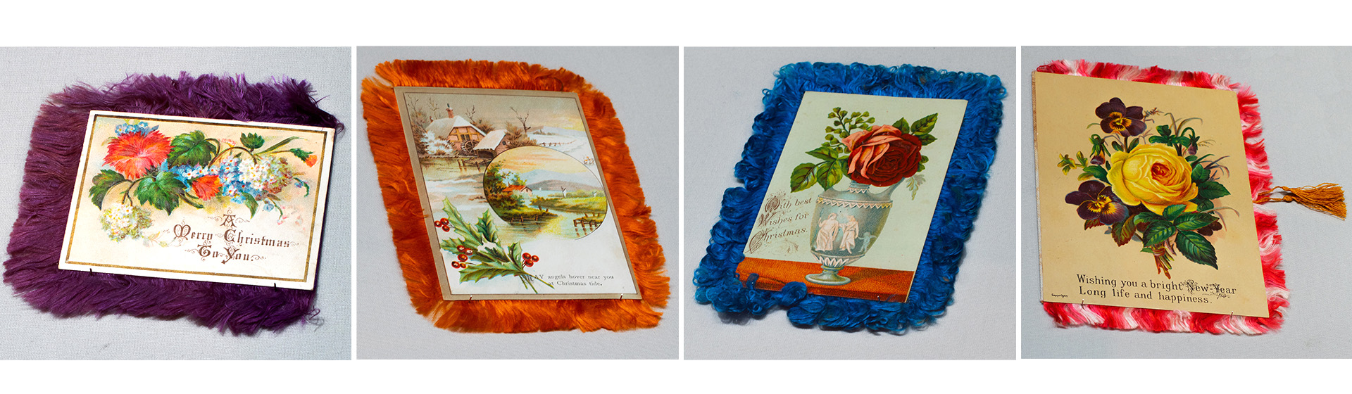 Fringed Victorian Christmas card from a set on display in our Colour Revolution exhibition. 