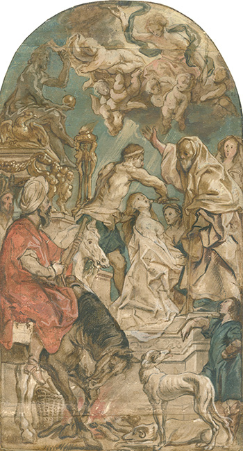 Jacques Jordaens (1593–1678), The Martyrdom of Saint Apollonia, c.1628. Museum Plantin-Moretus, Antwerp Ink drawing by Jacques Jordaens showing the martyrdom of Saint Apollonia with many figures