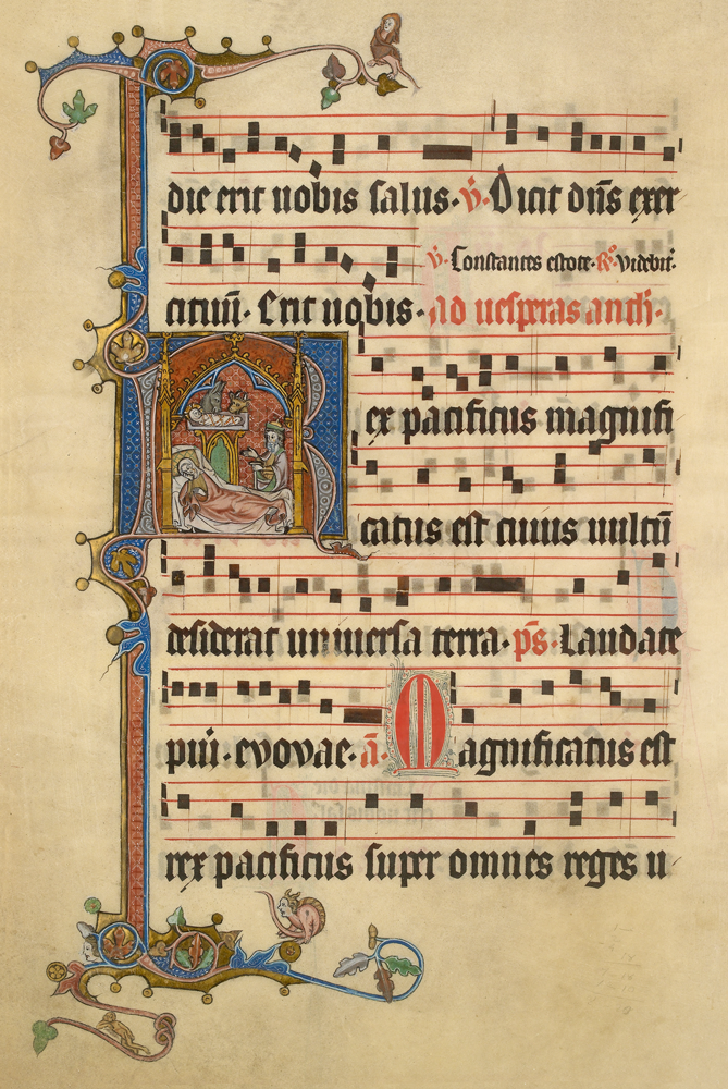 An illuminated page of music for the Christmas Vespers Anonymous French artist, c. 1290 WA.OA1924 An illuminated page of music