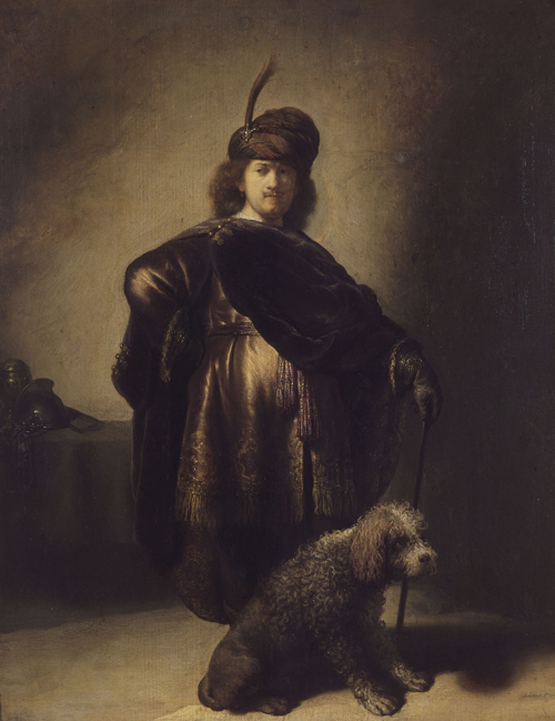 2020 Young Rembrandt Exhibition – Rembrandt, Self-Portrait in Costume with a Poodle, 1631 © Musée du Petit Palais, Paris