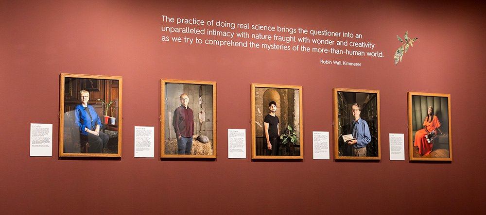 Detail of 'Changemaker' wall of portraits in the In Bloom exhibition