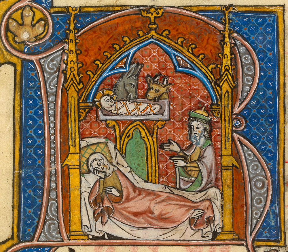 Detail of the Nativity from an illuminated page of music for the Christmas Vespers Anonymous French artist, c. 1290 WA.OA1924 Detail of an illustration of the Nativity from a sheet of Illuminated Musicilluminated