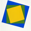 Colourful print of yellow, green and blue rectangles