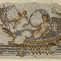 Colourful mosaic of Venus sailing the sea on a barge dating to 250-200 CE