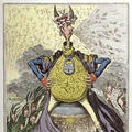 Hand-coloured etching of Midas transmuting all into Paper by James Gillray, made in 1797