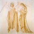 Drawing of two robed figures, one with large wings