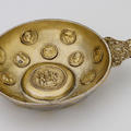 Bowl set with casts of Roman coins and a medallion of Christ and the Woman of Samaria at the well, made in parcel -silver-gilt, dating to about 1500