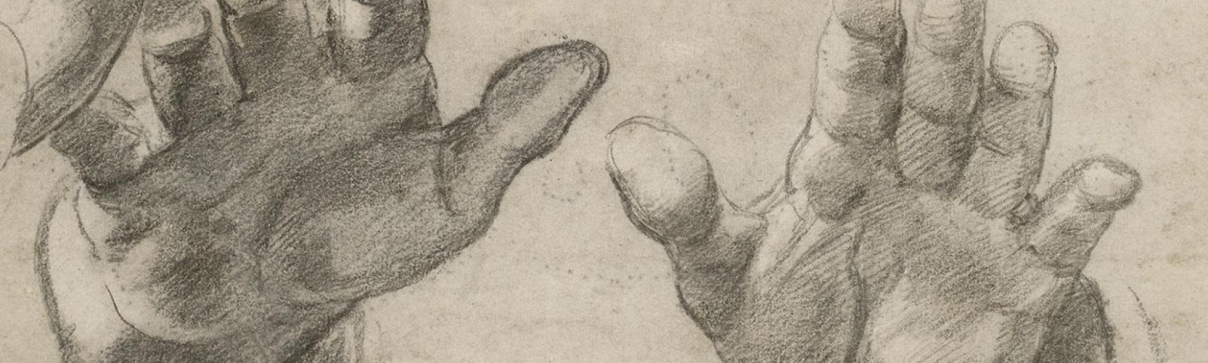 Studies of Two Apostles for the Transfiguration (detail) by Raphael