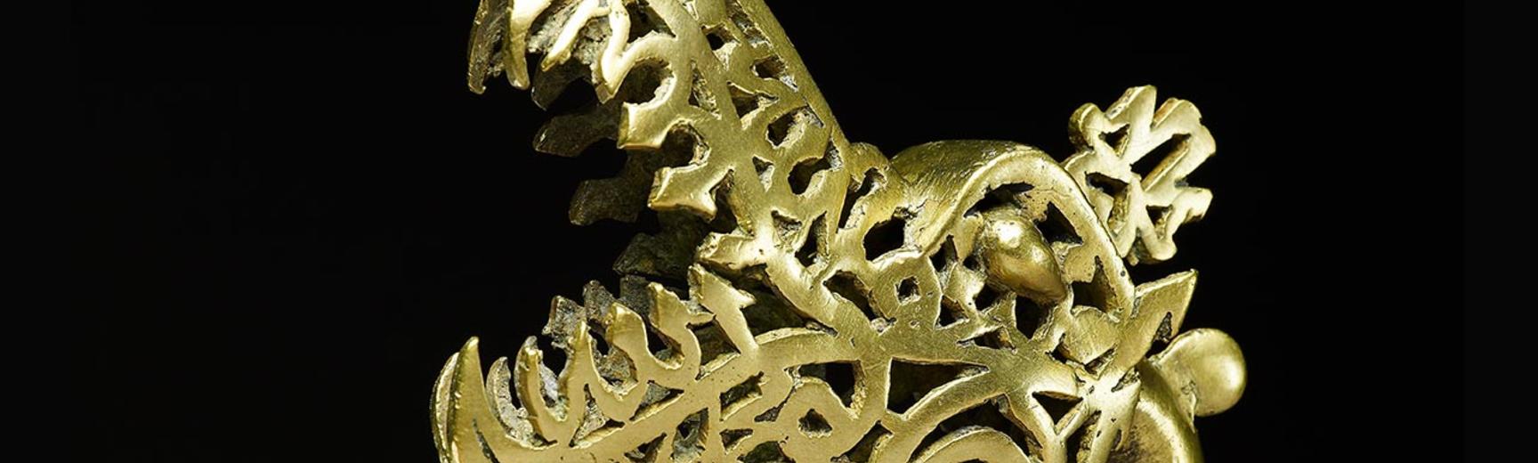 Brass Dragon head made up of calligraphy