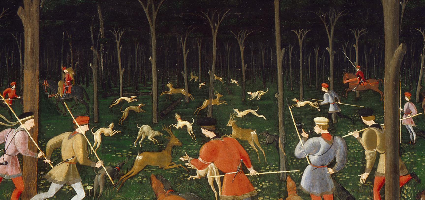 The Hunt in the Forest by Uccello detail