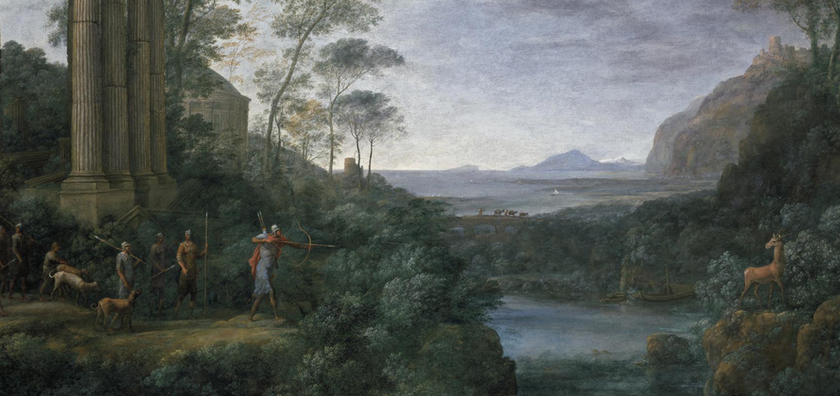 Landscape with Ascanius Shooting the Stag of Sylvia by Claude Lorrain (c.1604/5-1682) - The Baroque Art Gallery at the Ashmolean Museum
