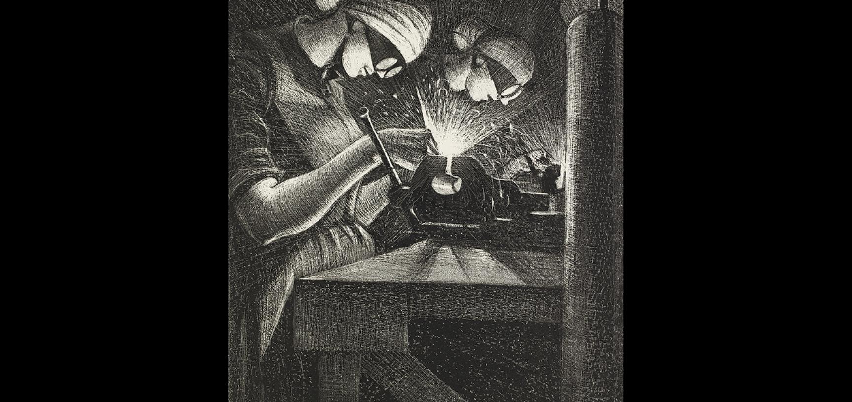 Christopher Nevinson, Acetylene Welders, 1917 © Ashmolean Museum, Presented by the Ministry of Information, WA1919.31.39