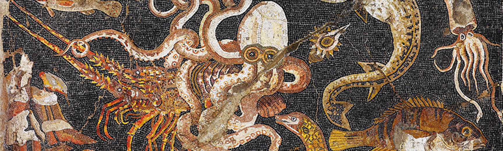 Mosaic showing a marine scene,  Museo Archeologico Nazionale di Napoli. Pompeii, 100–1 BC.