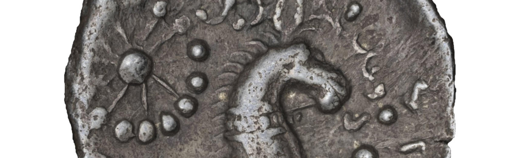 A silver Icenian Iron Age coin depicting a horse