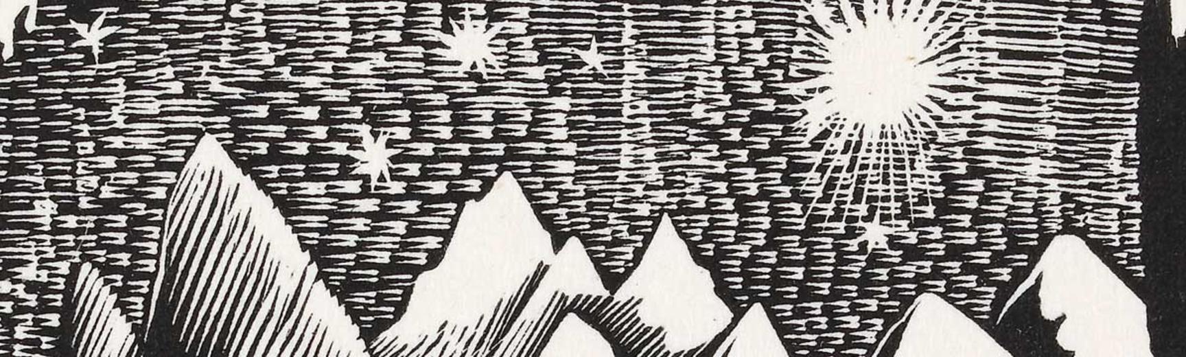 Engraving of a starry sky by Eric Ravilious