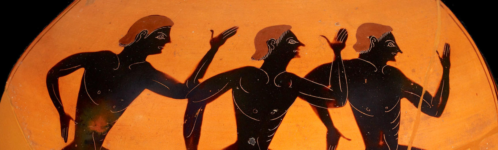 Runners on an orange ancient Greek pot