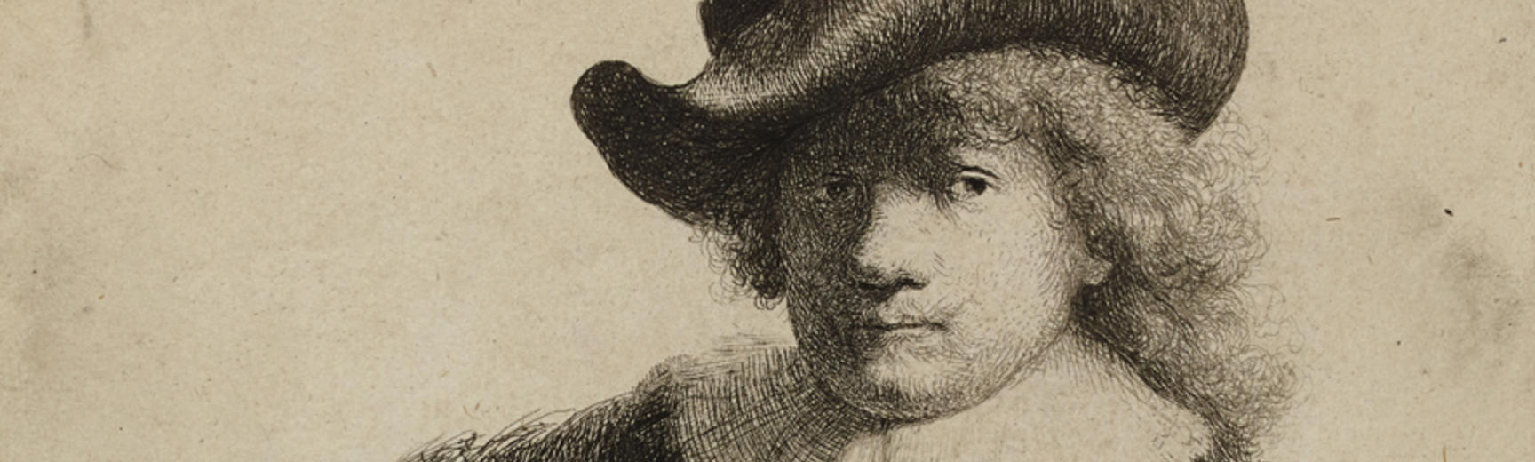 2020 Young Rembrandt Exhibition – Rembrandt, Self-portrait in a soft hat and a patterned cloak, 1631 © British Museum, London