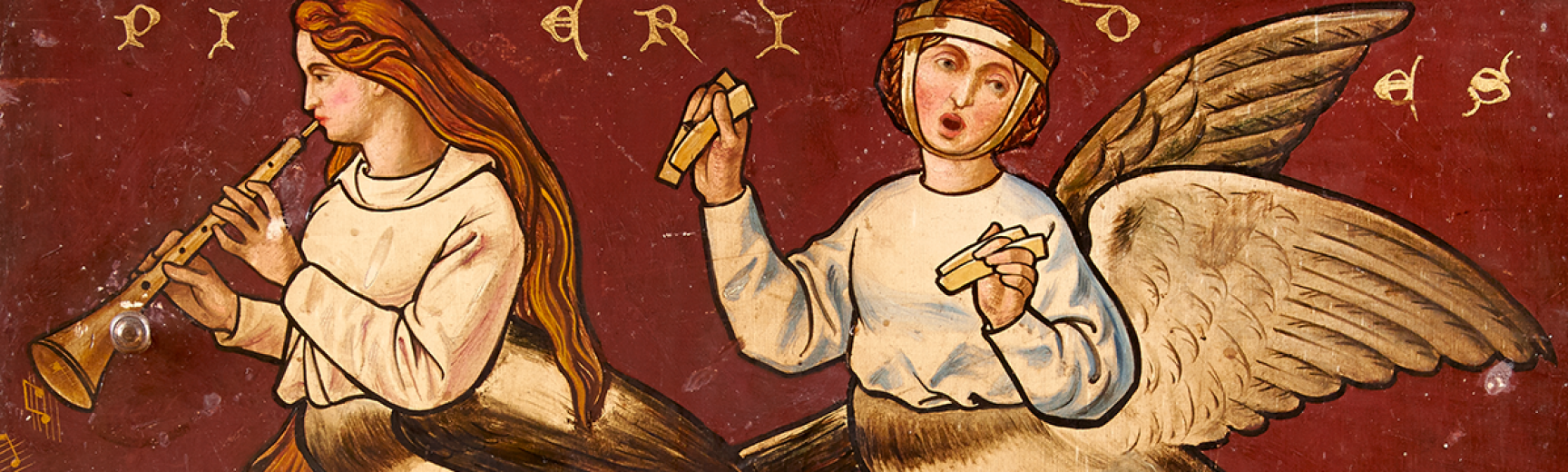 Singing Pierides on the Great Bookcase by William Burges