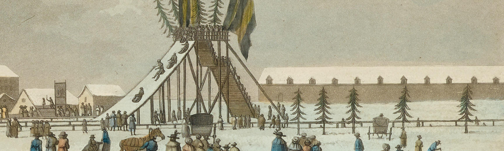 Detail of a print of a slide in Russia made from Ice