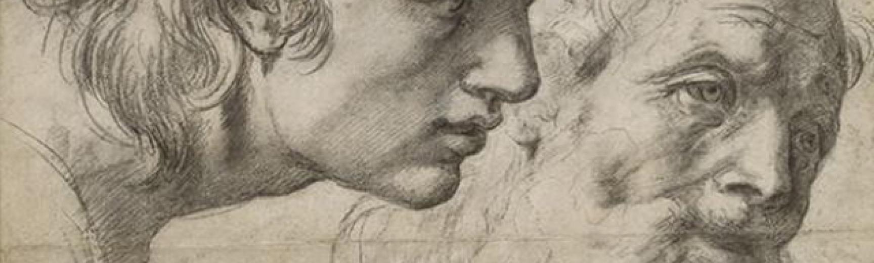 Studies of two apostles by Raphael