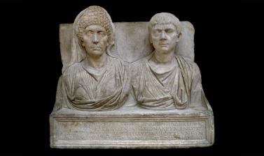 TOMBSTONE OF CLAUDIUS AGATHEMERUS AND MYRTALE from the Ashmolean collections