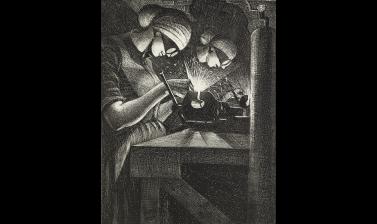 Christopher Nevinson, Acetylene Welders, 1917 © Ashmolean Museum, Presented by the Ministry of Information, WA1919.31.39