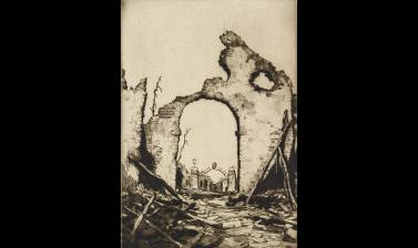 2. Martin Hardie, The Ruins of Nervesa, 1918–1919 © Ashmolean Museum, Presented by Mrs Martin Hardie, the artist's widow, WA1965.40.36