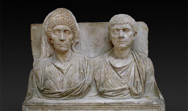 TOMBSTONE OF CLAUDIUS AGATHEMERUS AND MYRTALE ROME at the Ashmolean