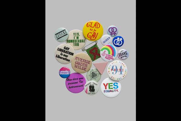 Selection of LGBTQ campaign badges © Trustees of the British Museum