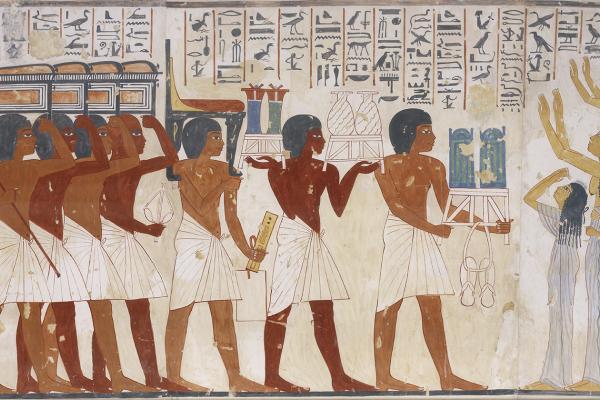 Copy of wall painting from private tomb of Ramosi, Thebes, showing funerary procession, by Nina Davies (1881 - 1965) - detail