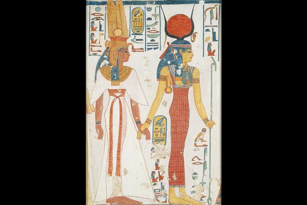Copy of a wall painting from the Queen Nefertari's tomb by Nina de Garis Davies