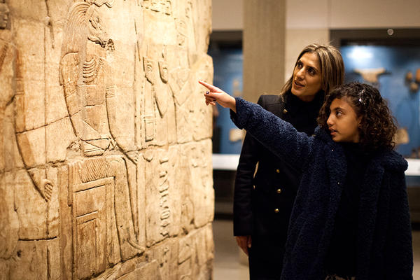 Visitors in the Ancient Egypt gallery 