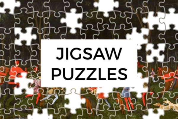 Jigsaw puzzle version of The Hunt In the Forest painting by Uccello