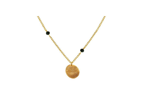 Knossos exhibition inspired necklace showing a coin design - Knossos exhibition