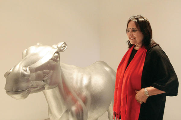 Navjot Altaf at her exhibition in the Talwar Gallery, New Delhi 2013 from the Postcards from Home exhibition