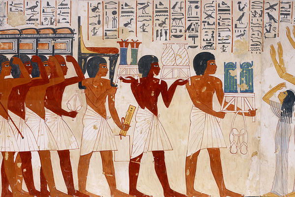 Copy of wall painting from private tomb of Ramosi, Thebes, showing funerary procession, by Nina Davies (1881 - 1965) - detail