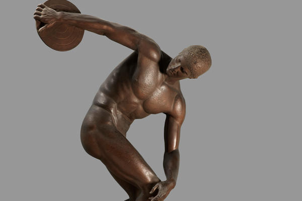 Plaster cast of a sculpture of a discus thrower from ancient Greece
