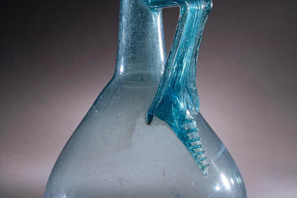 Blue glass serving jug