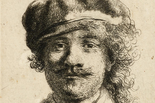 An etching of a young man in a cap