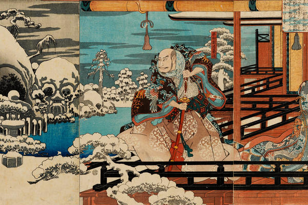 Japanese Haunted by spectres triptych panel