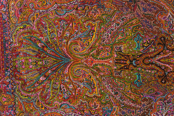 Beautifully colourful, woven oriental shawl presented to Queen Victoria, 1870