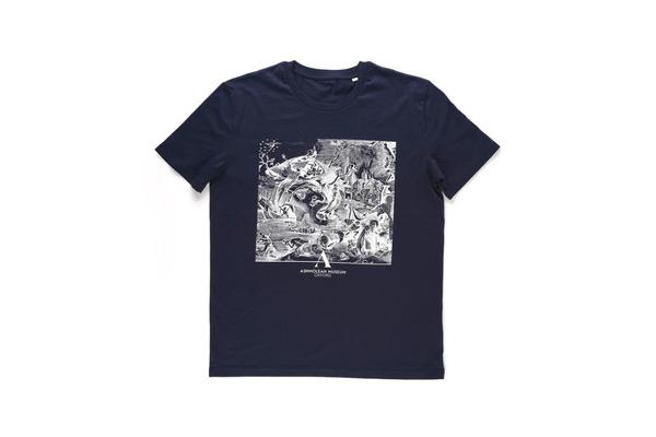 Shop product Bruegel to Rubens dark blue t shirt with Bruegel drawing design in white