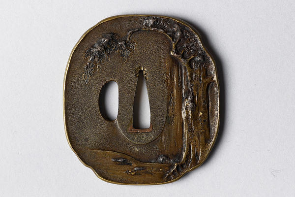 Tsuba with snow-covered tree